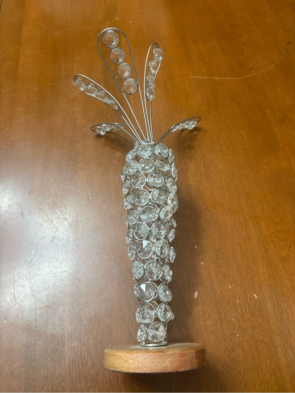 Crystal Beaded Decorative Sculptural Vase Accent - Clear